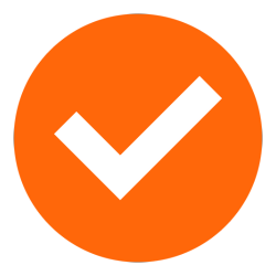 White checkmark on orange circle icon