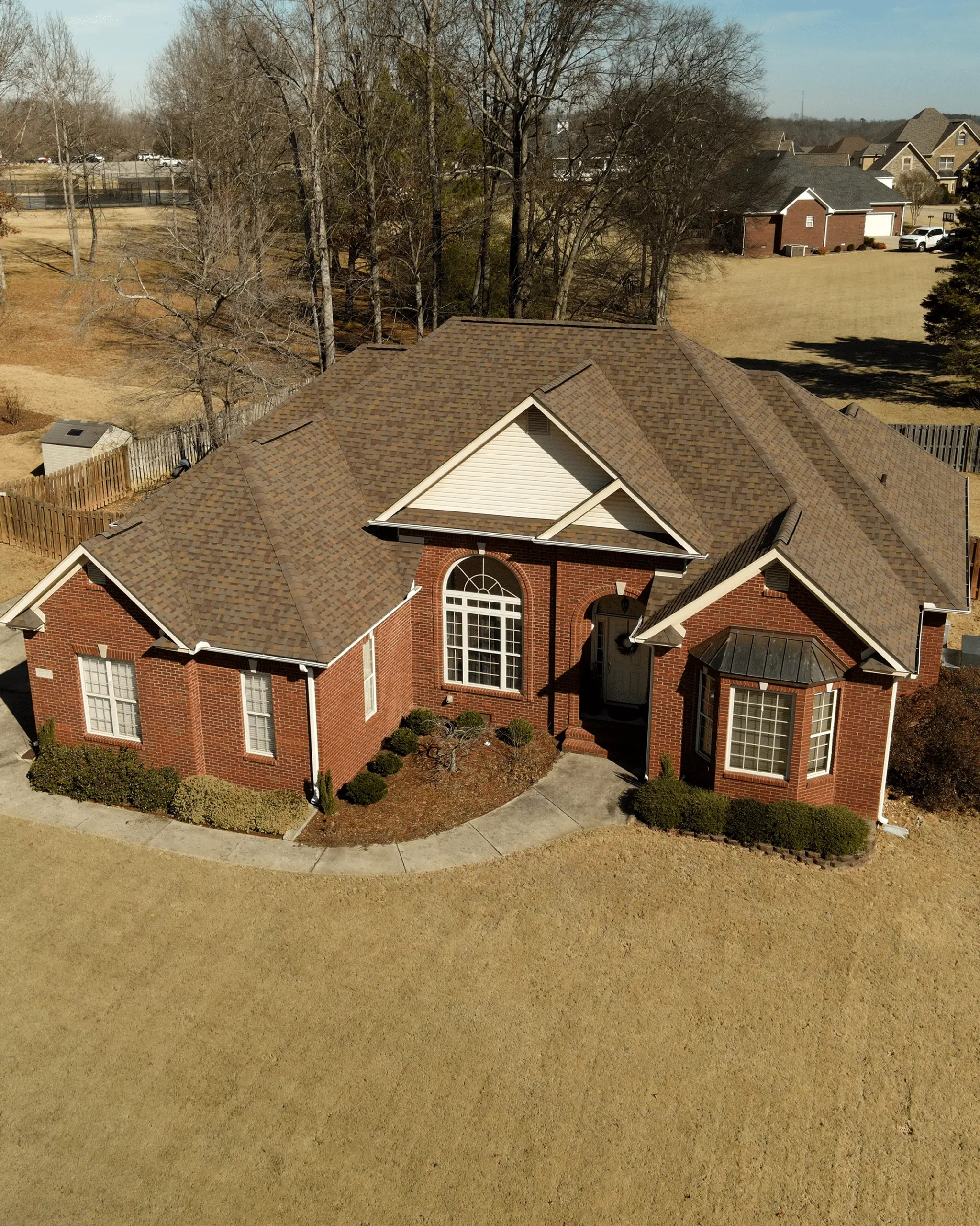 Roof replacement project in Athens, AL - aerial view